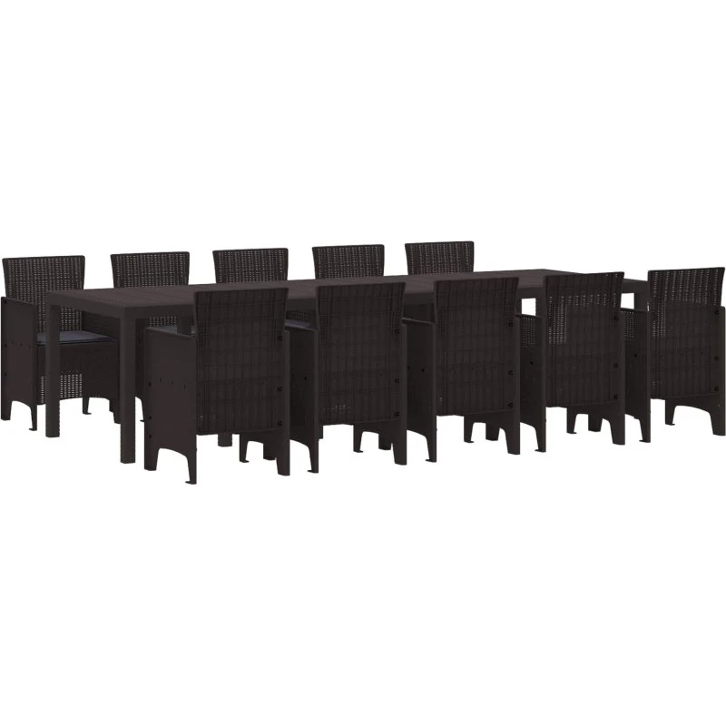 Have spisebordssæt 11 dele i brun/antracit rattan