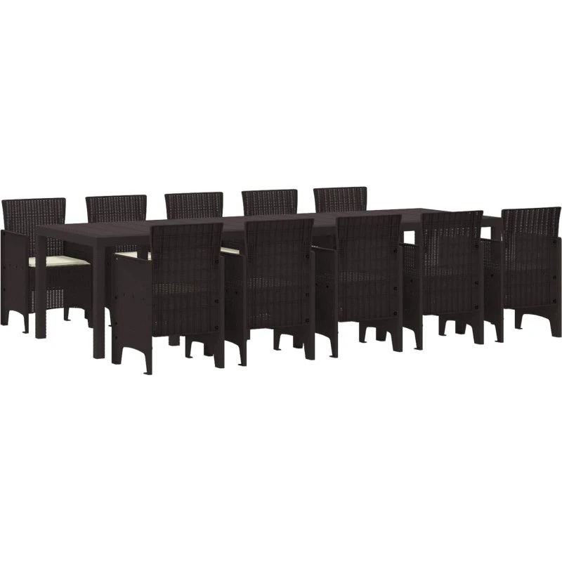 Have Spisebordssæt 11 dele i brun/crème rattan