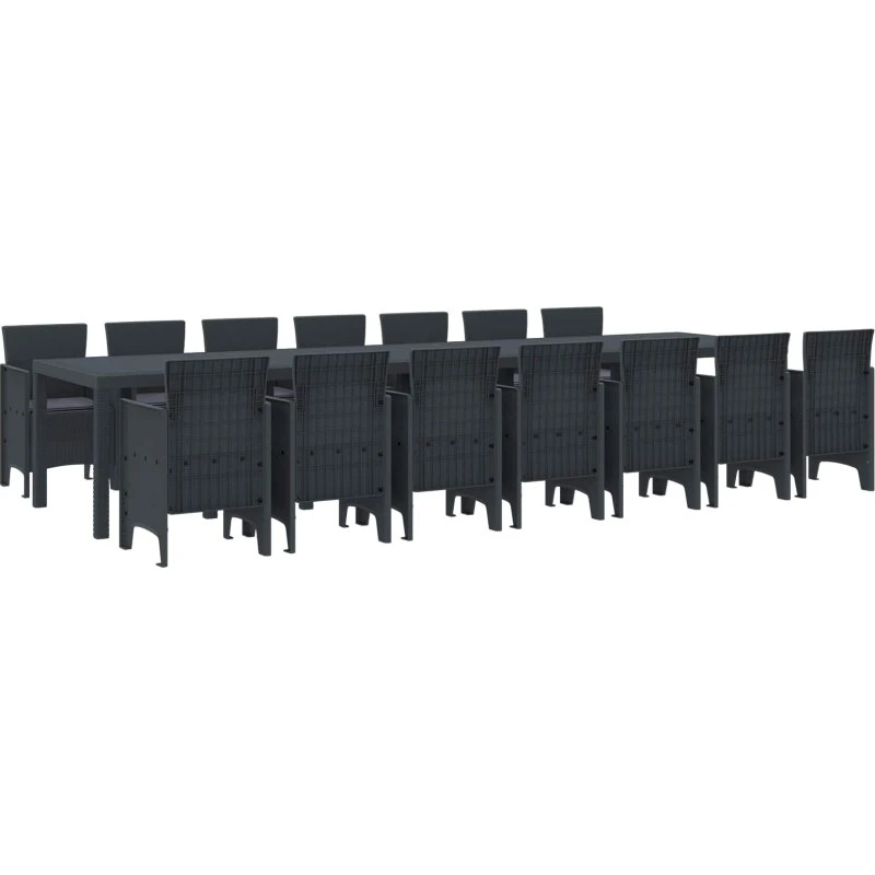 Have spisesæt i polyrattan 15 dele - Antracit