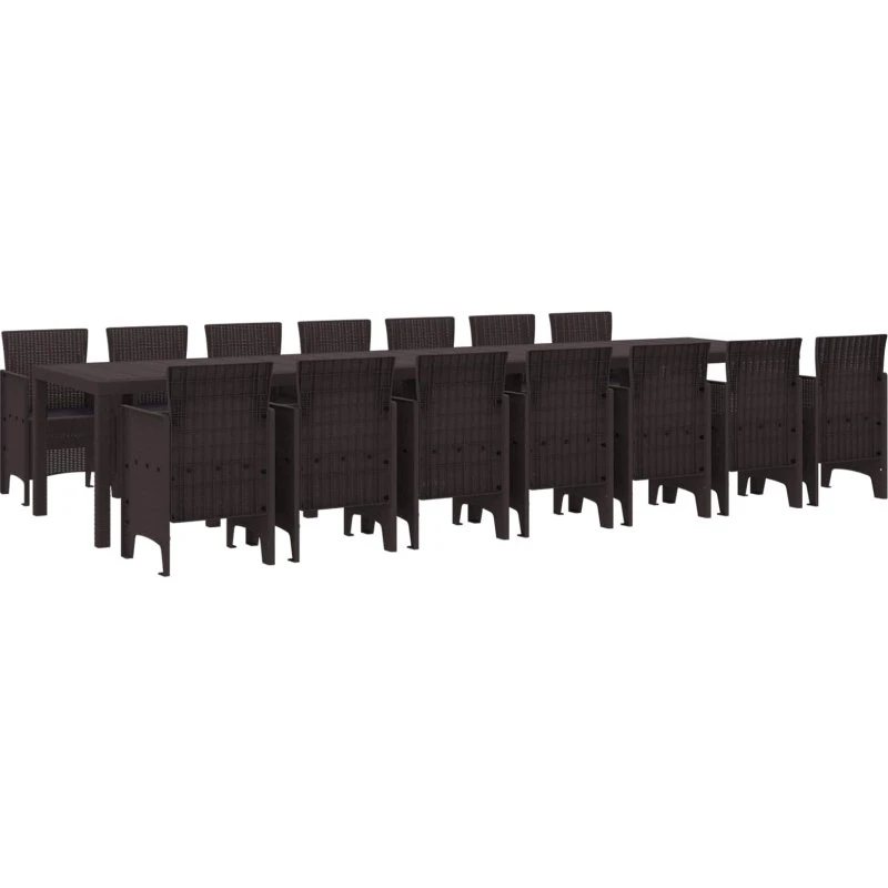 Have spisesæt i brun polyrattan 15 dele med hynder