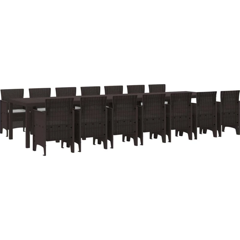 Have spisesæt i brun polyrattan 15 dele med hynder