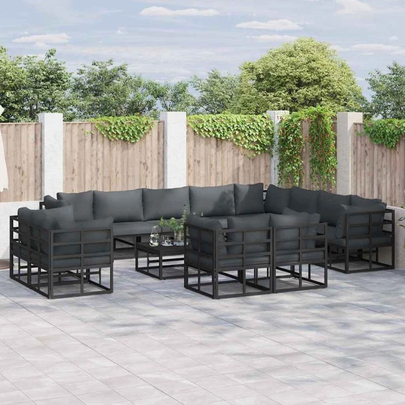 Havesofa sæt 12 dele med puder – aluminium