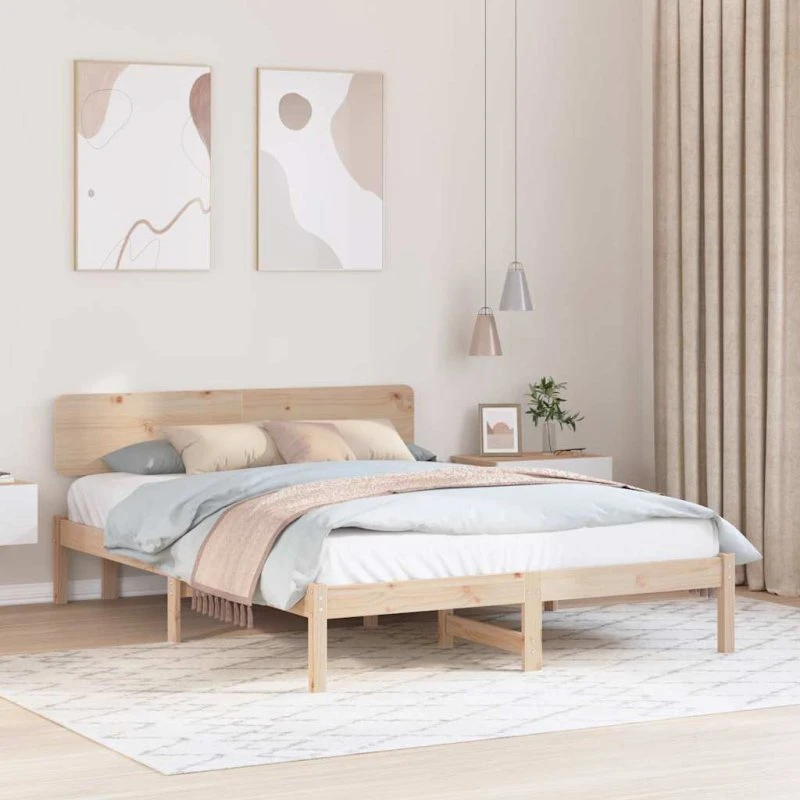 Sengestel 200x200 cm i massiv fyrretræ (natur)