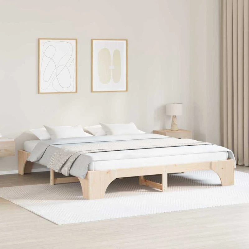 Sengestel i massiv fyrretræ 200x200 cm – natur