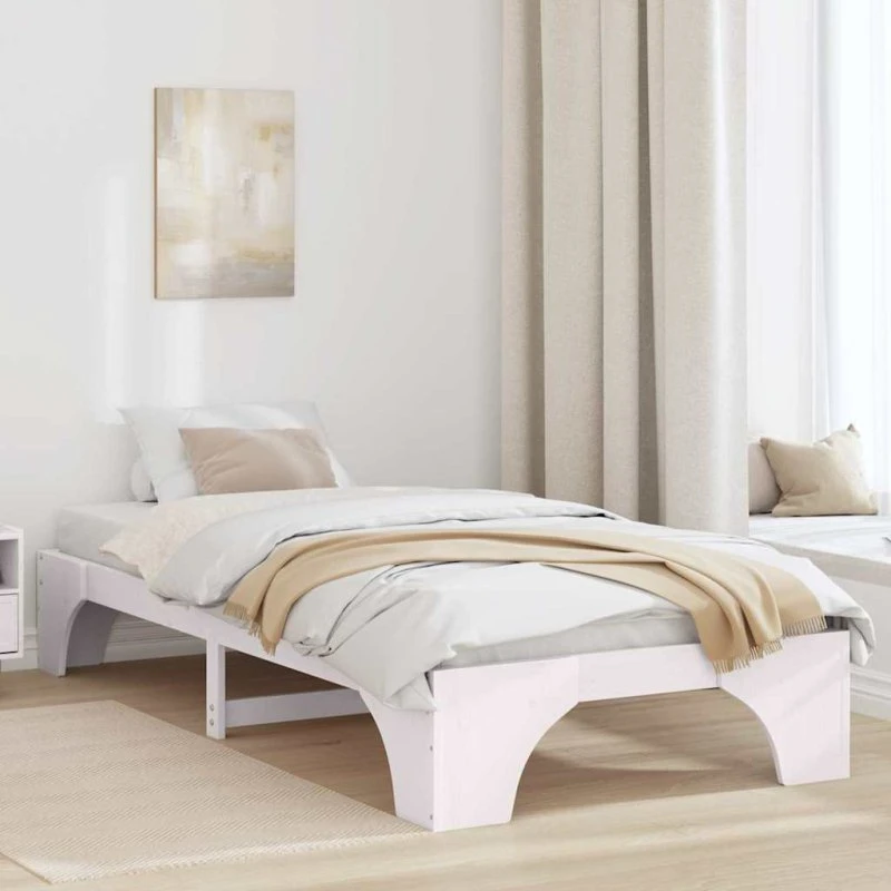 Sengestel 90x200 cm i massivt fyrretræ – hvid