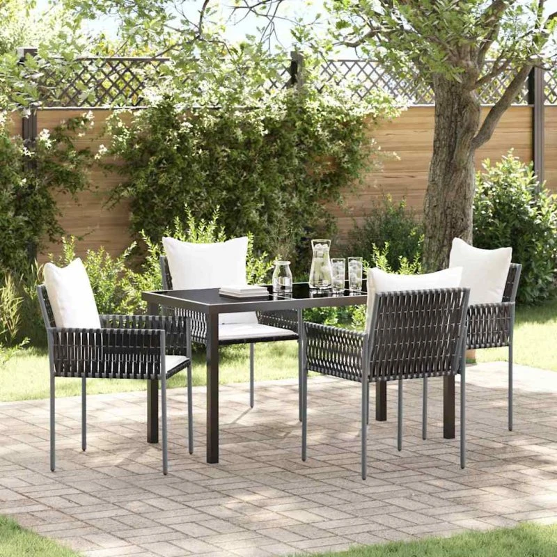 Have Spisebordssæt 5 dele i brun/sort poly rattan