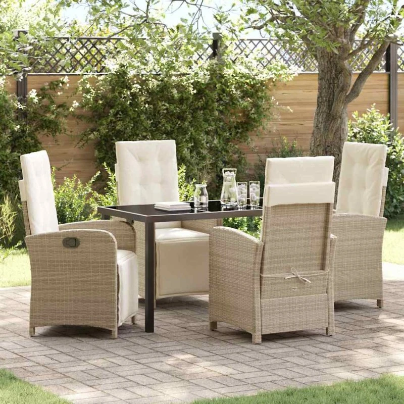 vidaXL Havemøbelsæt 5-pcs Polyrattan Beige