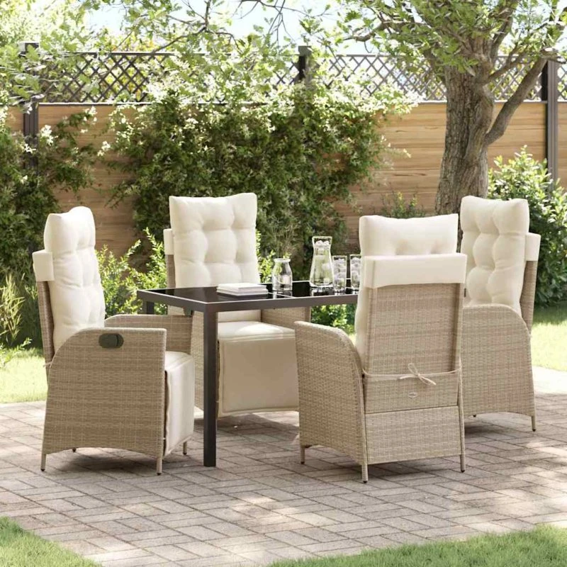 Have Spisebordssæt 5 dele i beige polyrattan
