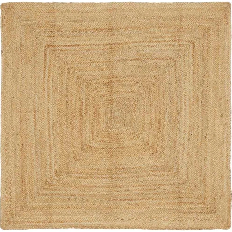 Jute tæppe beige 160x160 cm - håndlavet