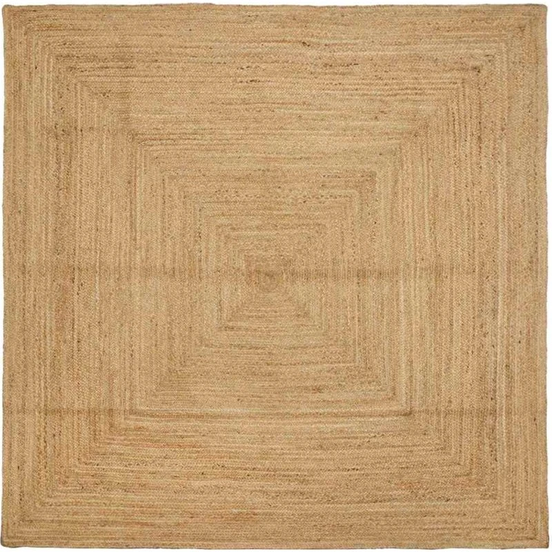 Jutetæppe Beige 200x200 cm – Naturligt & Rustikt