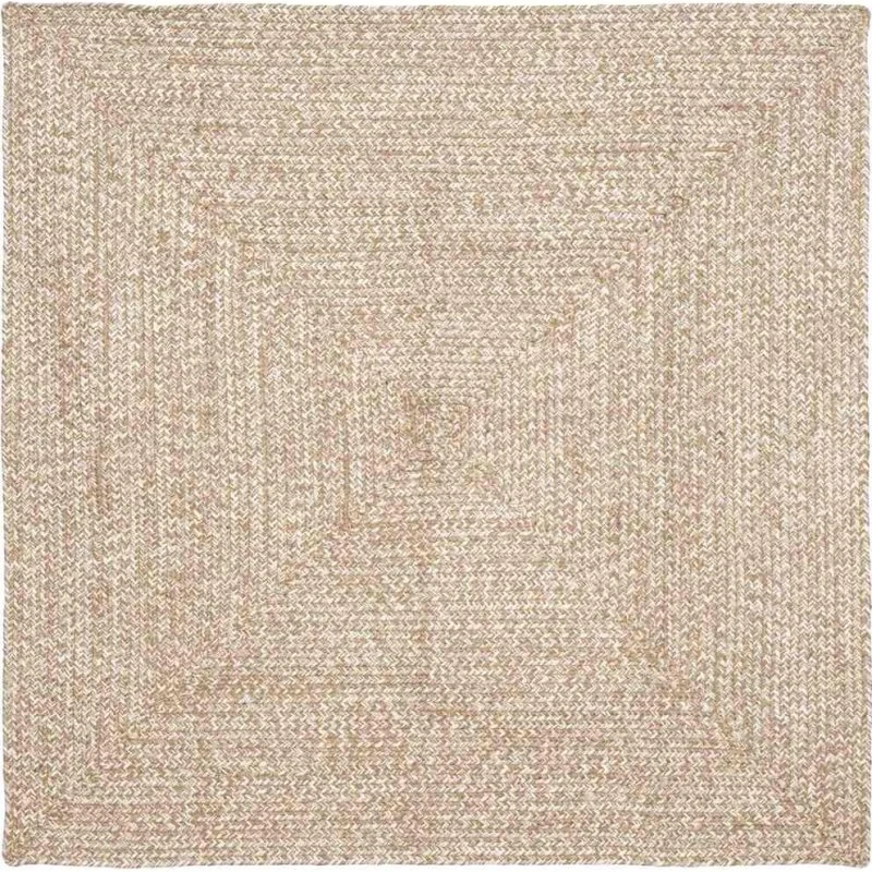 Jute områderæppe 120x120 cm - Natur/Hvid
