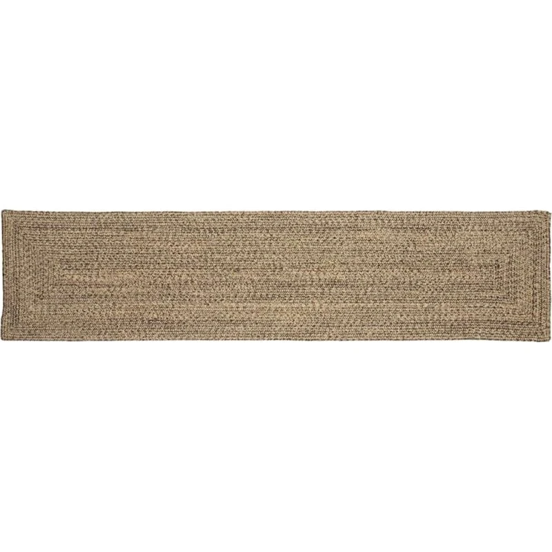 Juteområdetæppe 60x250 cm – Natur/Sort kurveflet