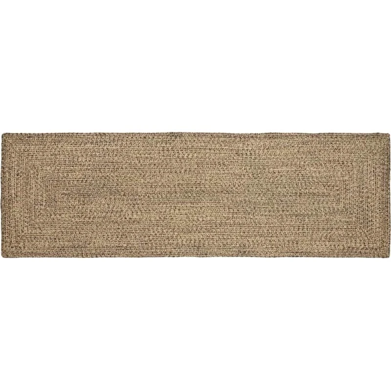 Jute områdetæppe 80x250 cm – natur/sort kurveflet