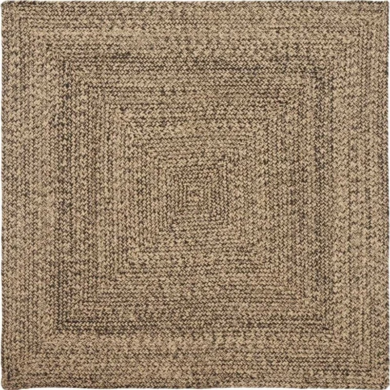 Juteområdetæppe 120x120 cm - natur & sort kurveflet