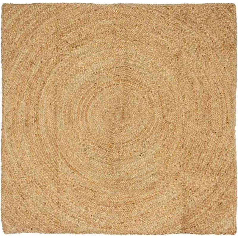 Jute tæppe firkantet 120x120 cm - Brun, håndlavet