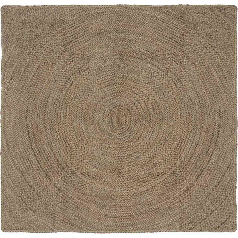 Områdetæppe 120x120 cm i jute - grå, håndlavet