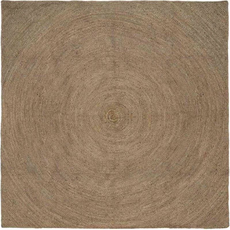 Gråt jute-tæppe firkantet 200x200 cm – håndlavet