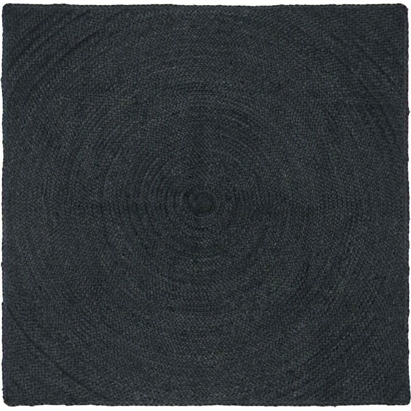Jute-tæppe 120x120 cm mørkegråt, håndvævet
