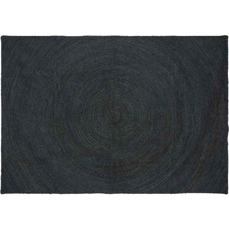 Mørkegrå jute tæppe 200x290 cm – rektangulært, håndlavet
