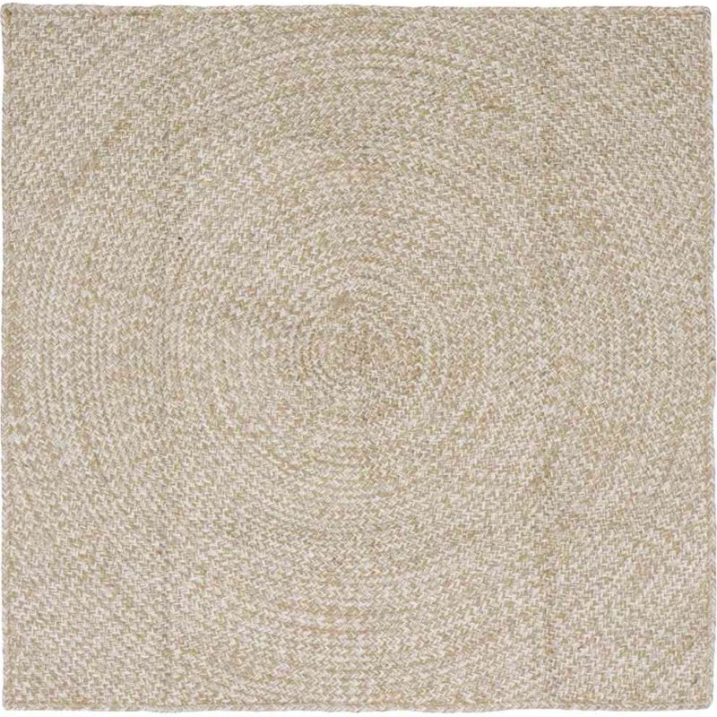 Firkantet jute-tæppe 120x120 cm – natur/hvid