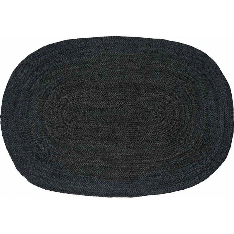 Jute tæppe oval sort 100 x 152 cm