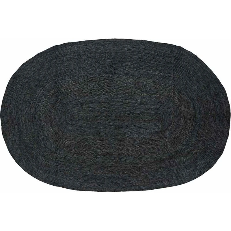 Jute tæppe oval 152x245 cm - natur/sort