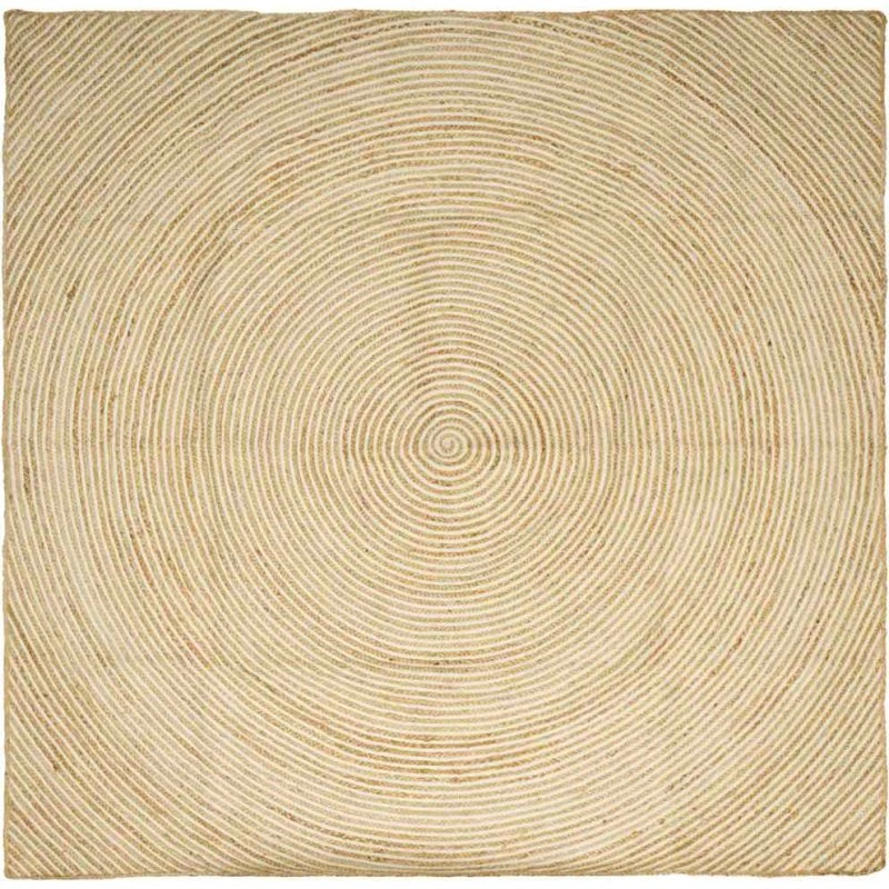 Rundt jute-tæppe natur/hvid 200x200 cm