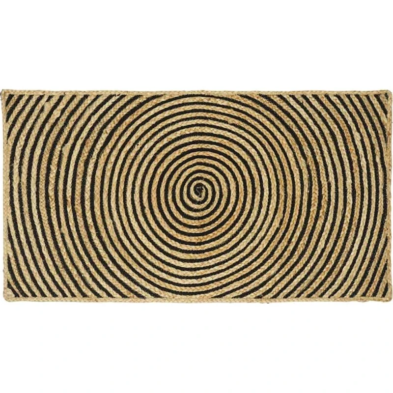Rund jute-tæppe 60 x 110 cm – natur/sort