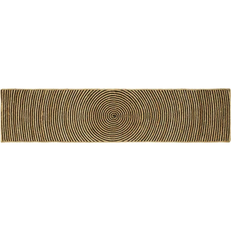 Jutetæppe 60x200 cm - Natur/sort løber