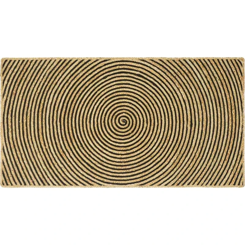 Jutetæppe natur/sort 80 x 150 cm