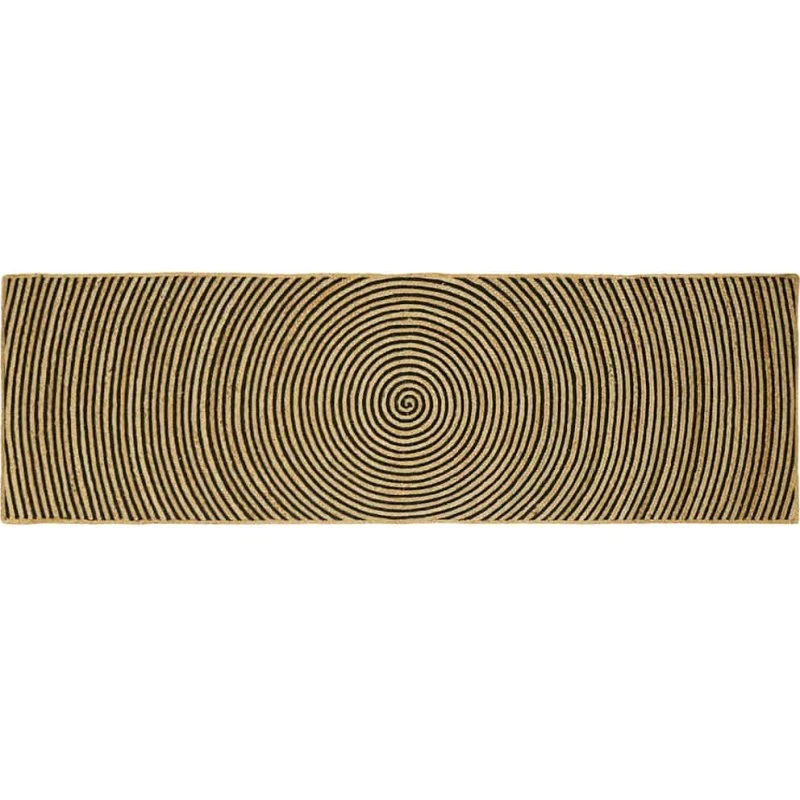 Jute-løber 80x250 cm – natur og sort, håndlavet