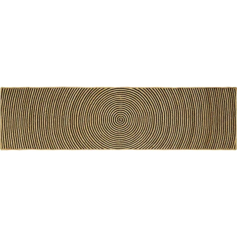 Jute-tæppe 80x300 cm – naturlig/sort robust løber