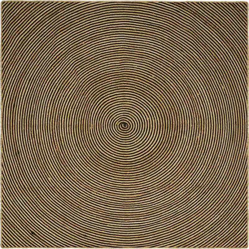 Jutetæppe rundt 200x200 cm - natur/sort