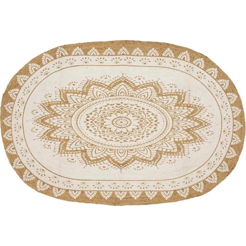 Jutetæppe Blomstret 152x245 cm – Natur/Brun