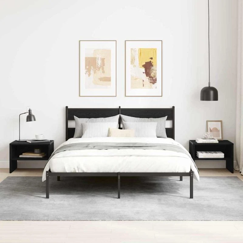 Natskab 2 stk Sort eg 40x40x30 cm – Rustikt sengebord