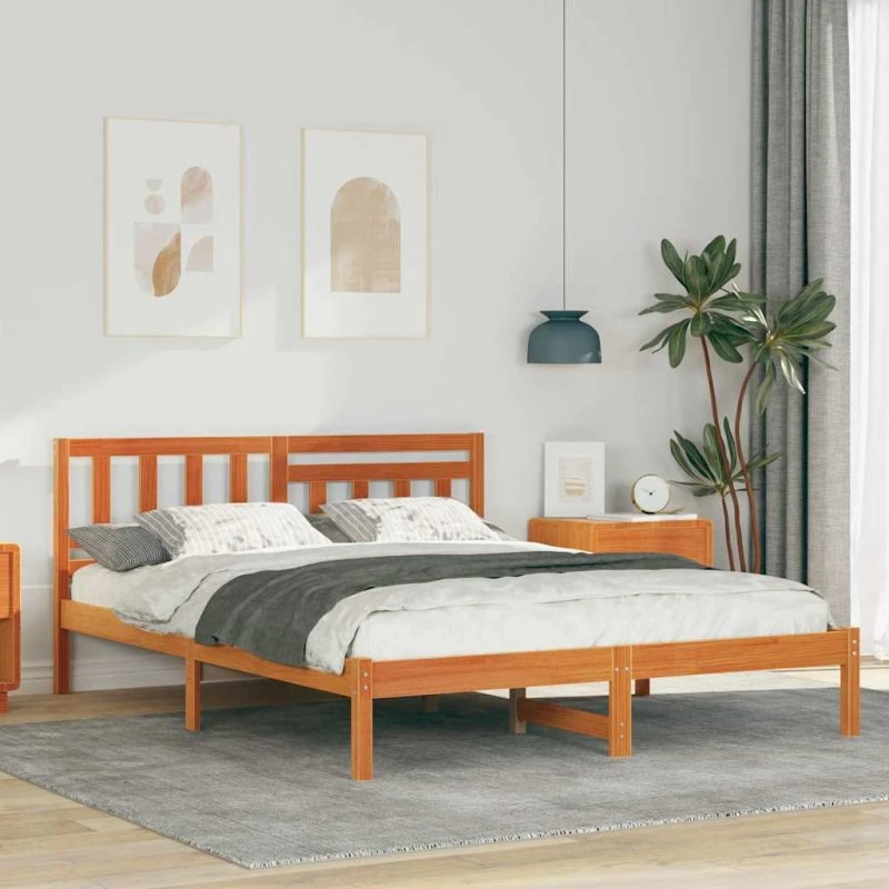 Sengestel i massivt fyrretræ 120x200 cm - gyldenbrun