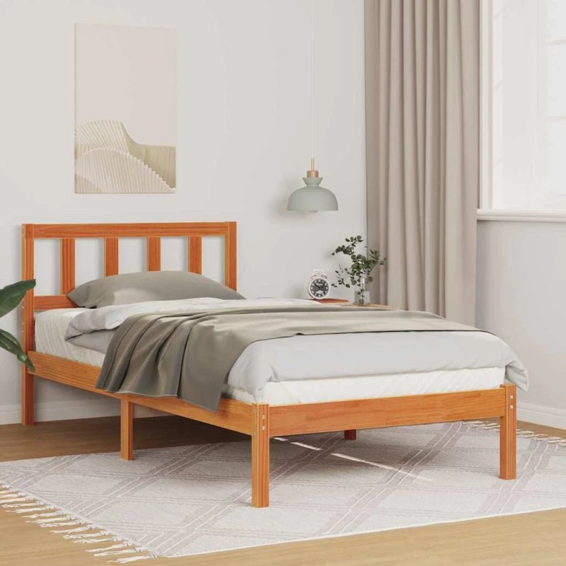 Sengestel i massivt fyrretræ 75x190 cm – gyldenbrun