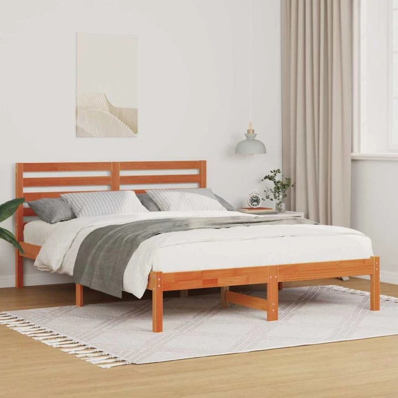 Sengestel i massivt fyr 120x190 cm – gyldenbrun