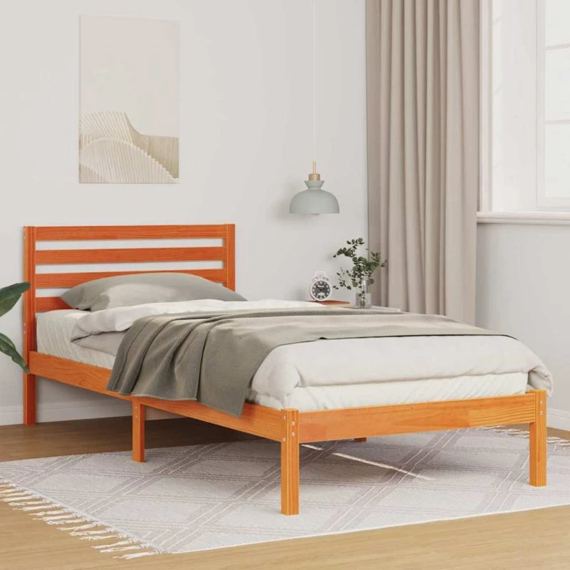 Sengestel i massivt fyrretræ 90x220 cm – gyldenbrun