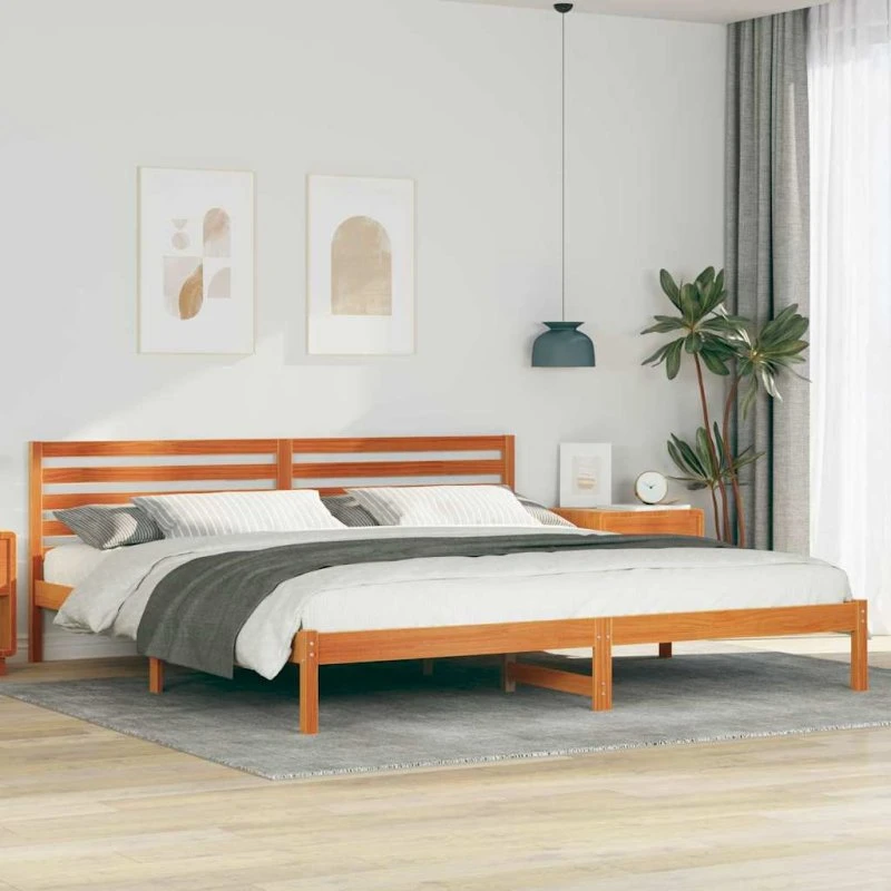 Sengestel 180x220 cm i massivt fyrretræ, gyldenbrun