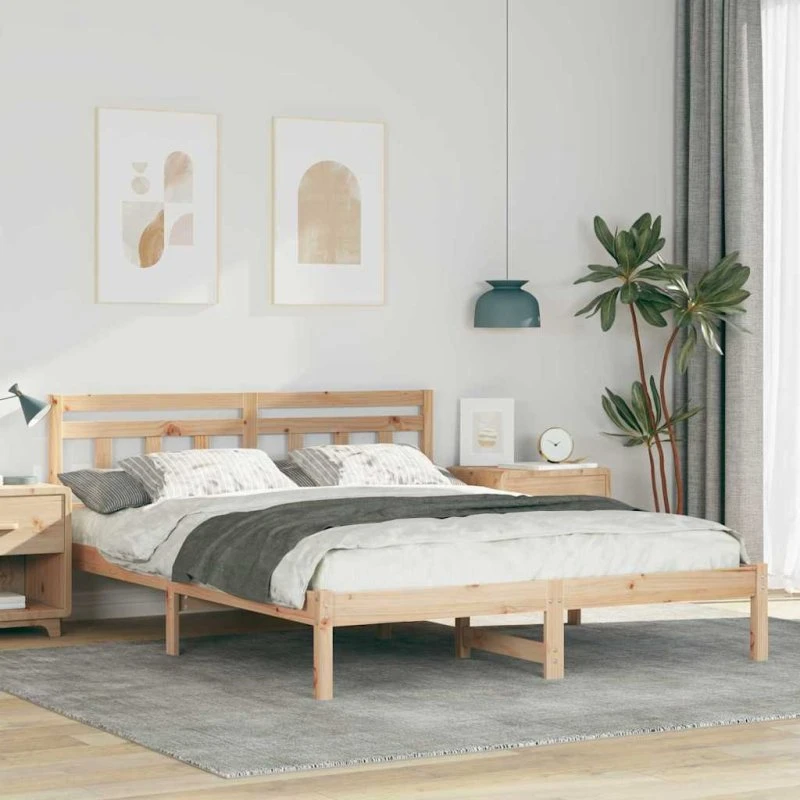 Sengestel i massivt fyrretræ 150x200 cm – brun