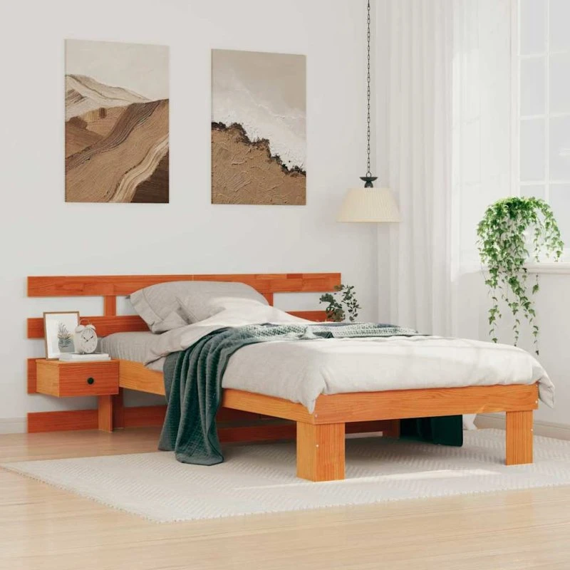 Sengestel i massivt fyrretræ 80x200 cm, gyldenbrun