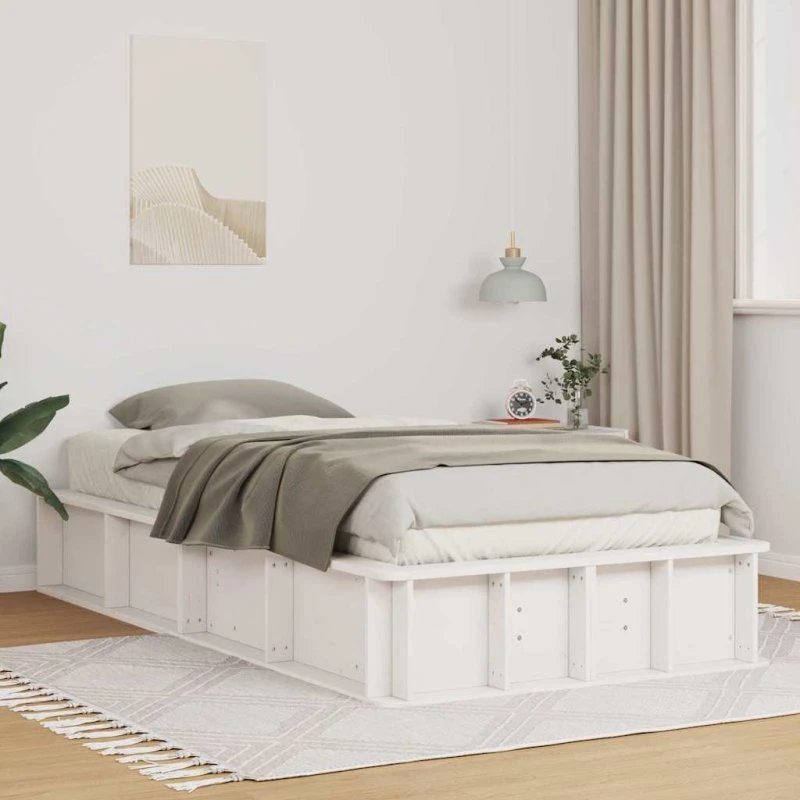 Sengestel i massivt fyrretræ 75 x 190 cm - Hvid