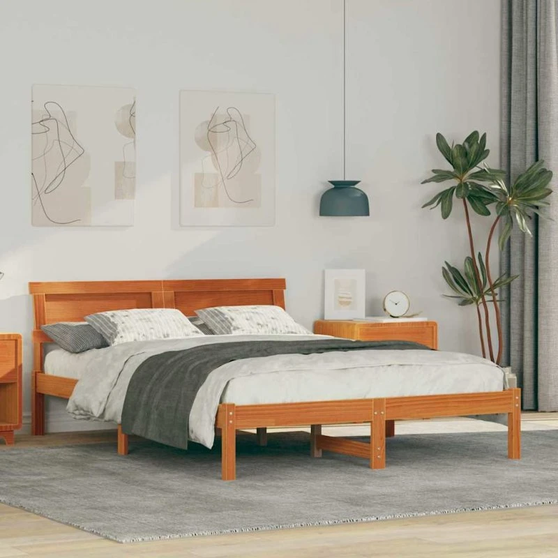 Sengestel i massivt fyrretræ 140x190 cm – gyldenbrun