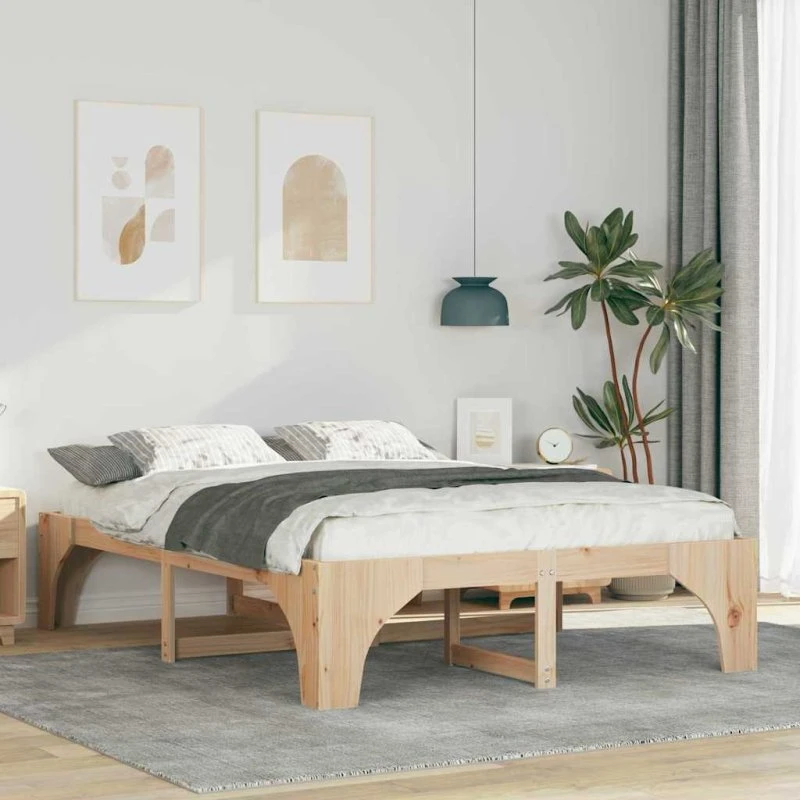 Sengestel i massivt fyrretræ 160 x 200 cm – brun