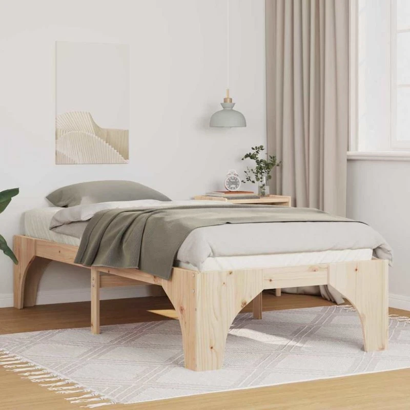 Sengestel i massivt fyrretræ 90x190 cm – brun, lav profil