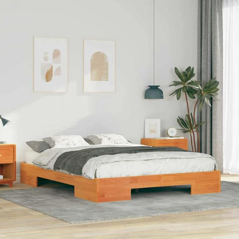Sengestel i massivt fyrretræ 160x200 cm – Brun