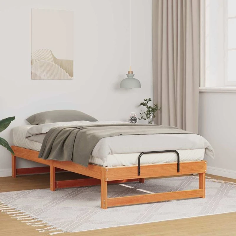 Sengestel i massivt fyrretræ 75x190 cm – brun