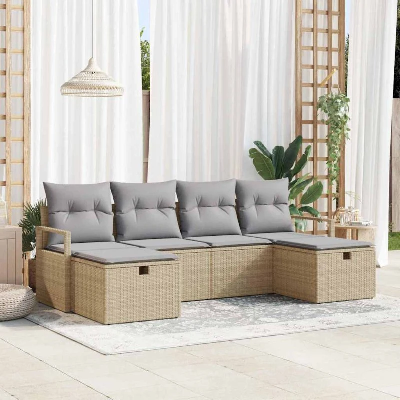 Havesofa sæt i polyrattan med puder og opbevaring