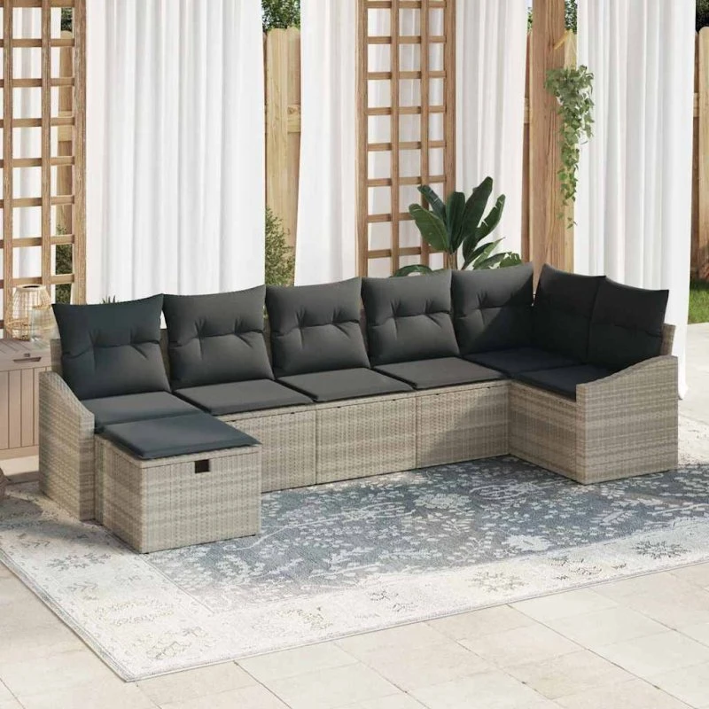 Modulært havesofa sæt i polyrattan 7-8 dele med hynder